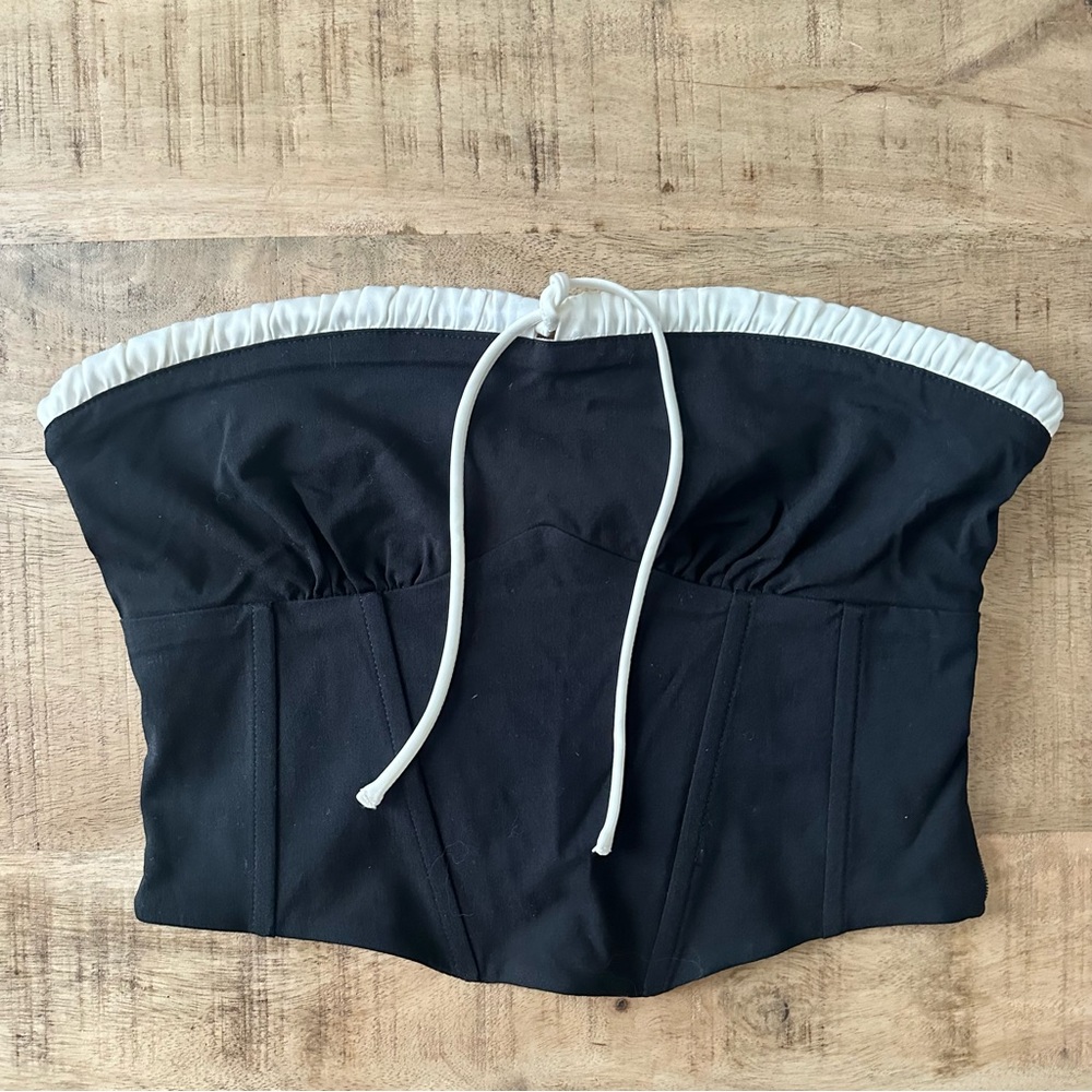 Bershka Black and White Tube Crop Top